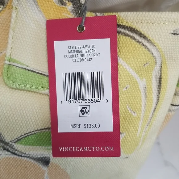 NWT Vince Camuto Amia La Frutta🍋🍏 Print Canvas Shoulder Bag Tote - Picture 7 of 13